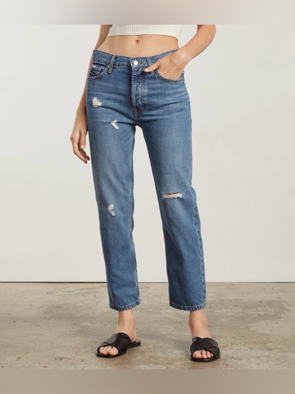 NWT Everlane The Summer Slouch Jean In Tularosa Size 33 Distressed Straight Leg